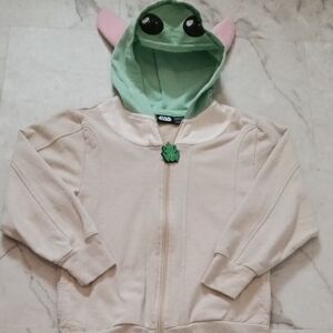 Star Wars Cream Hoodie with Green Frog Pendant